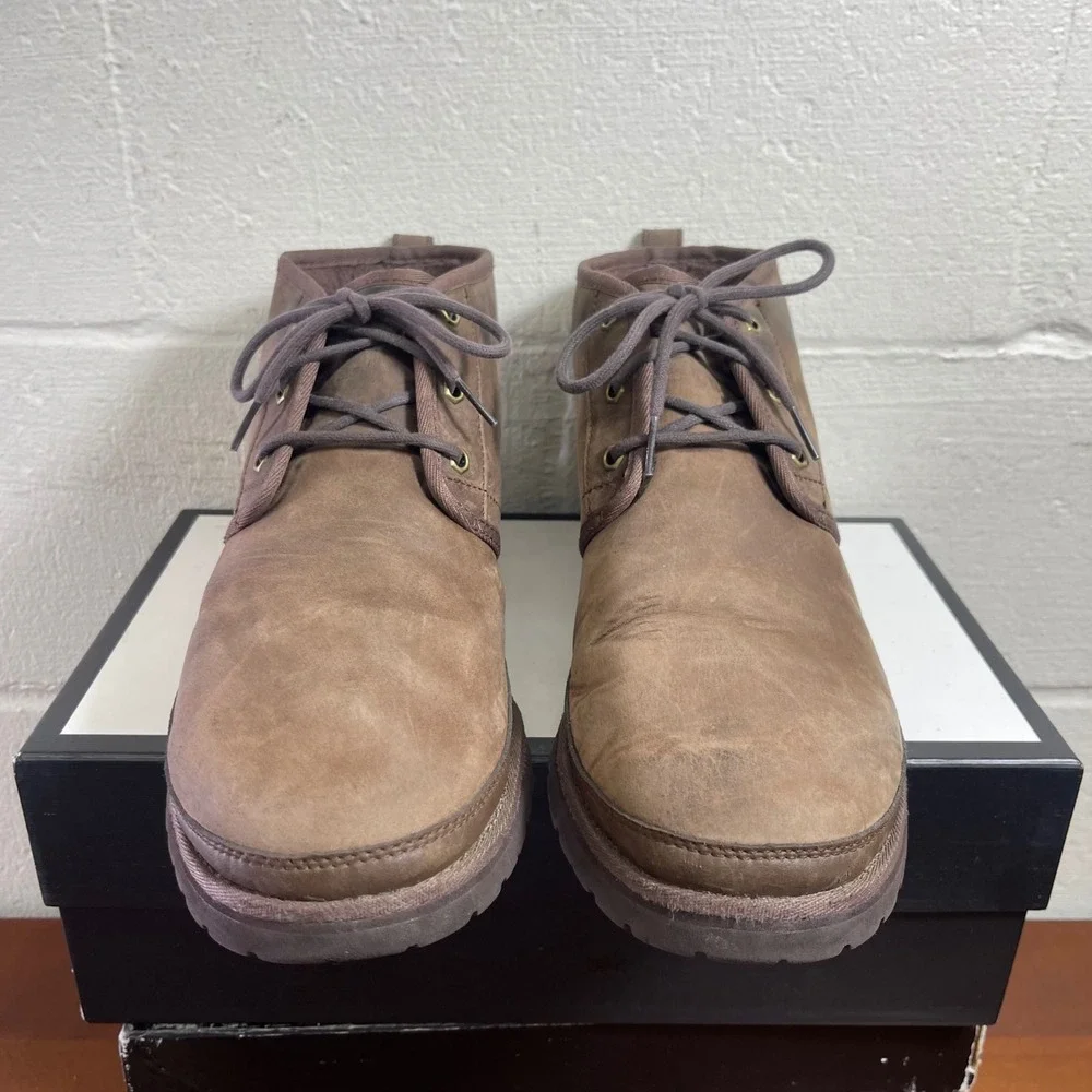 UGG Neuland 1106670 Waterproof Chukka Boots Grizzly Brown Leather Men's‎ 12 US
